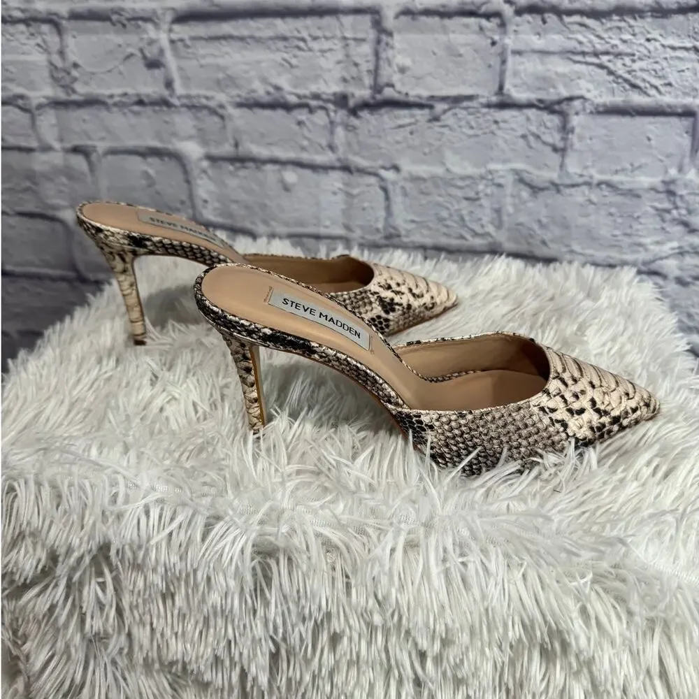 STEVE MADDEN Elyse Mule In Natural Snake Print 7.5